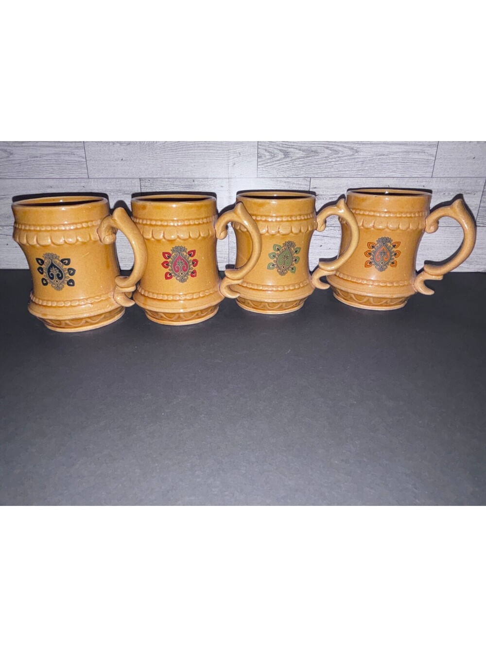 Vintage MCM Ceramic Beer Stein Style Coffee/Tea Mugs Set of 4 Made in Japan